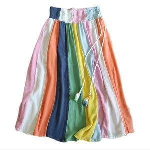 Maxi Rainbow Chic Colorblock Festival Skirt Size Medium Summer Pride Flare